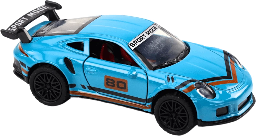Lean Toys Sportinis automobilis 1:32 mėlynas su spoileriu metalinis