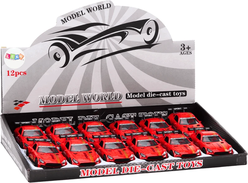Lean Toys 1:32 Raudonas Sportinis Automobilio Modelis su Spoileriu