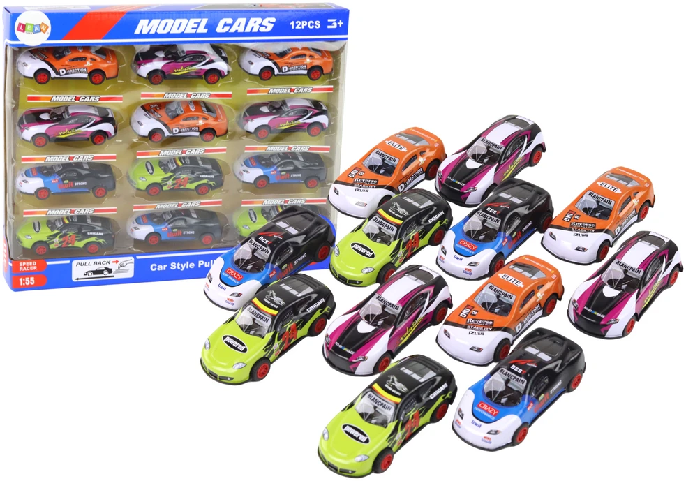 Lean Toys Sportinių mašinėlių rinkinys vaikams, 12 vnt.