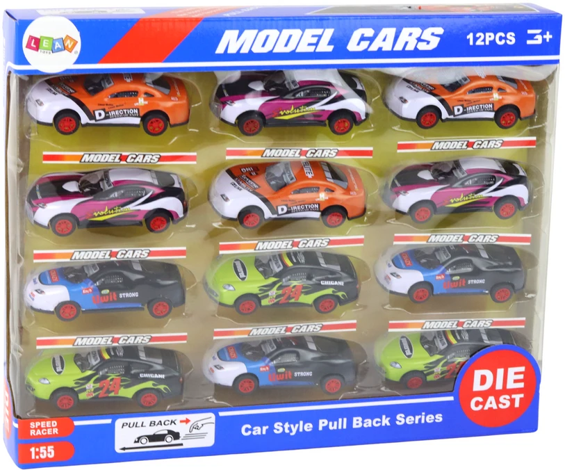 Lean Toys Sportinių mašinėlių rinkinys vaikams, 12 vnt.