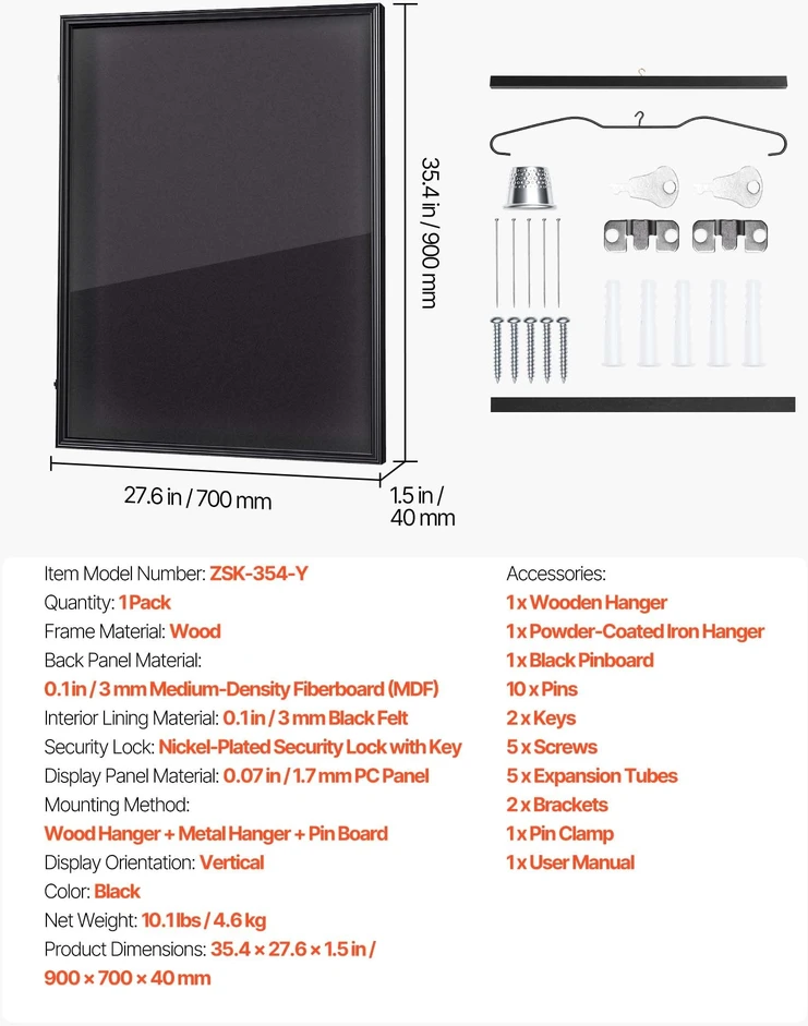 Nuotraukų rėmelis VEVOR Sportinių marškinėlių rėmas-vitrina 90 x 70 x 4 cm