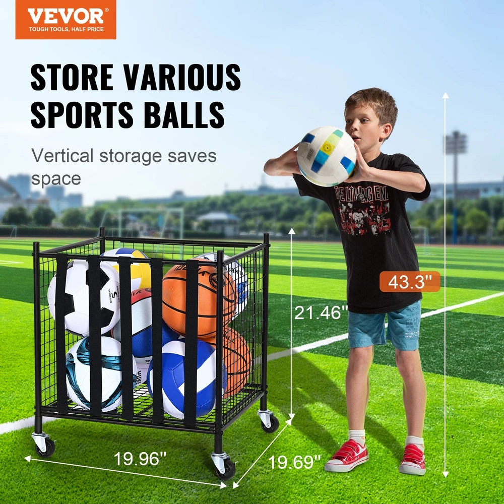 VEVOR Riedantysis sporto kamuolių laikymo vežimėlis