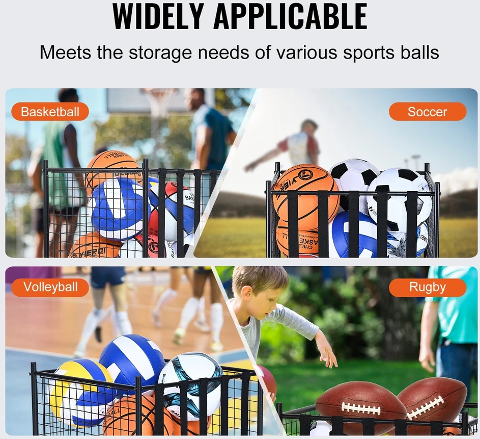 VEVOR Riedantysis sporto kamuolių laikymo vežimėlis
