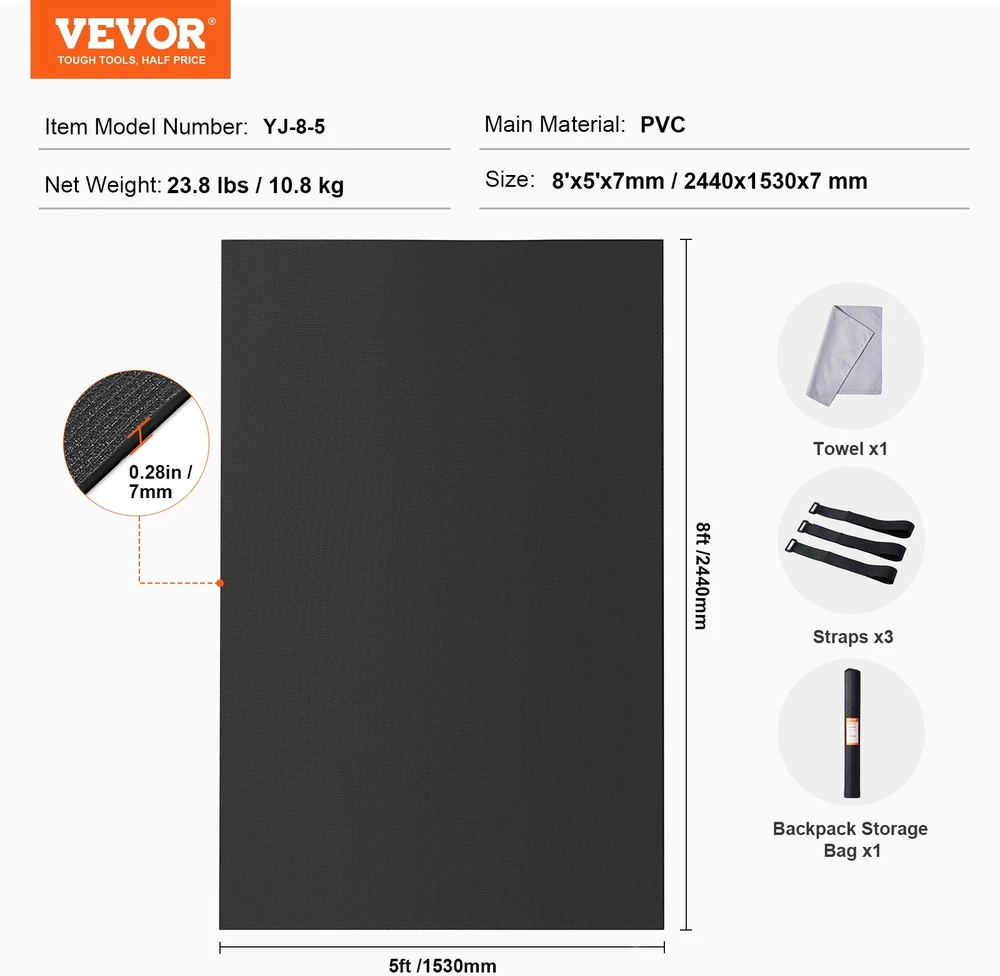 VEVOR Neslystantis jogos kilimėlis 8x5 ft