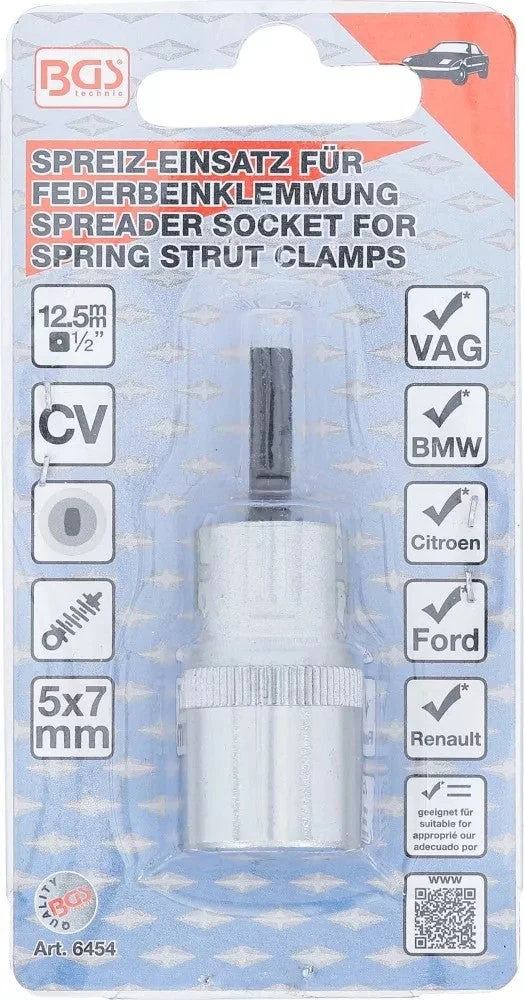Spyruoklinio statramsčio apkabų plėtimo galvutė | 12,5 mm (1/2") jungtis | 5 × 7 mm (6454)