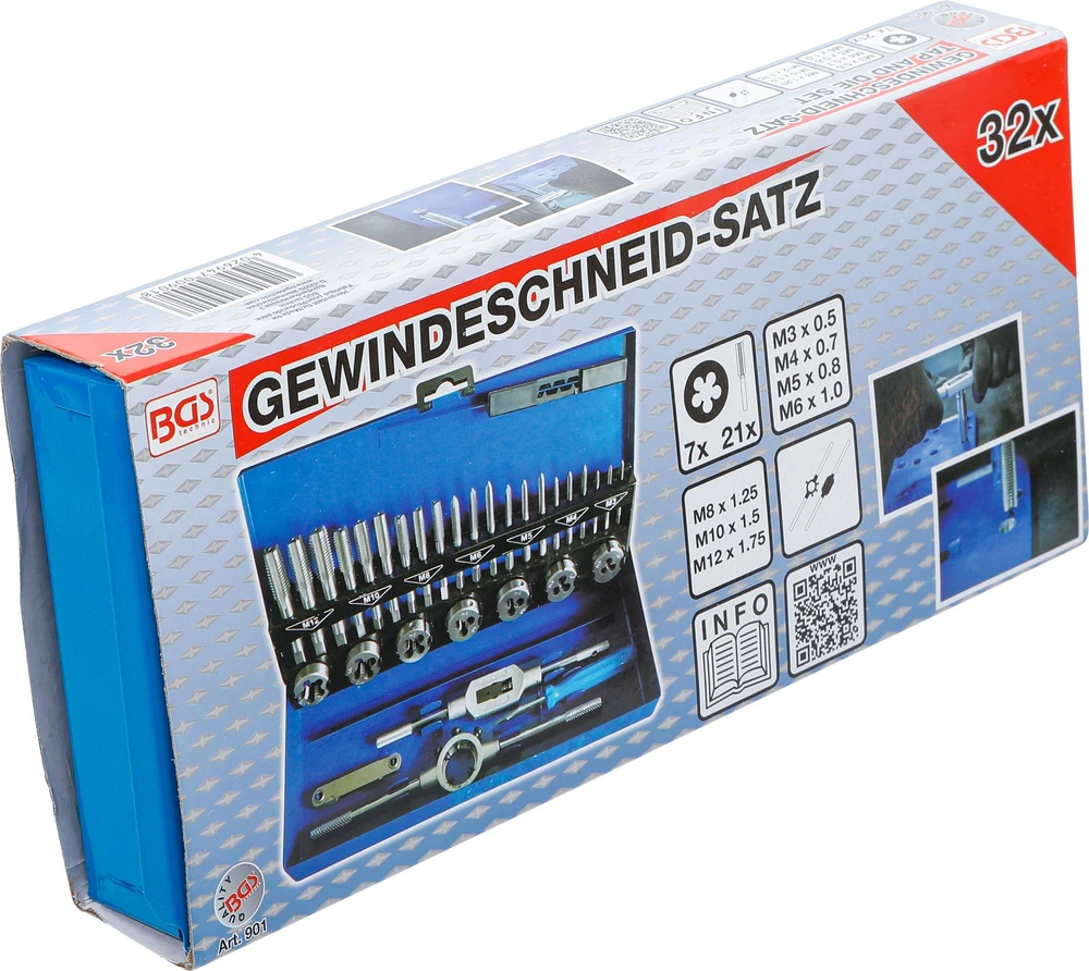 BGS SRIEGIŲ PJOVIMO ĮRANKIŲ RINKINYS | M3–M12 | 32 VNT. (901)