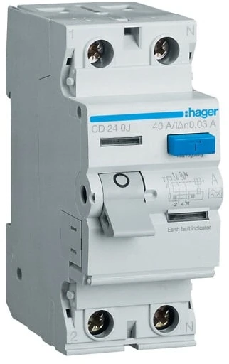 Srovės nuotekio relė Hager CD240J (A, 40A, 2P, 30mA, 230V)