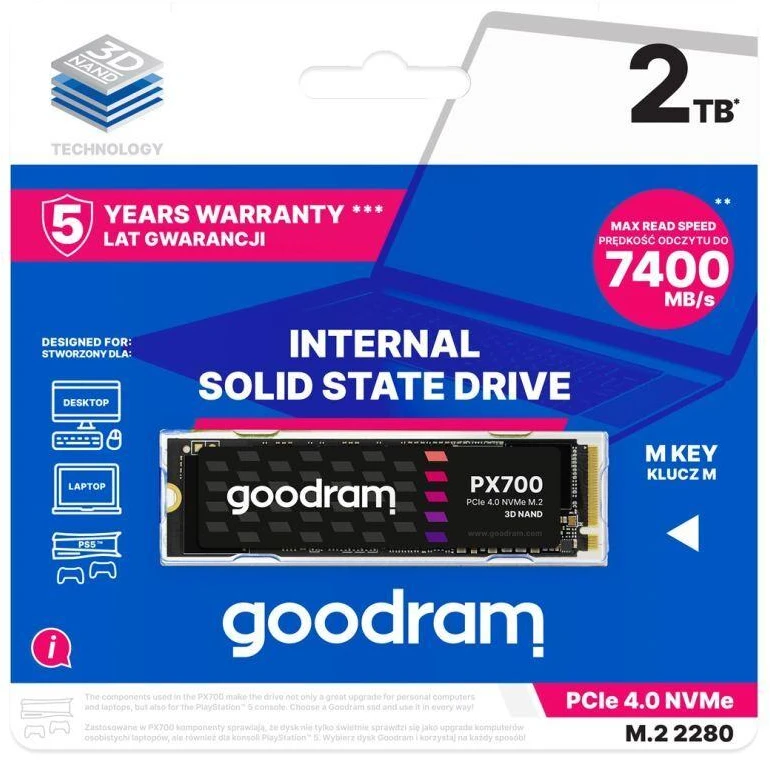 Ausinės SSD diskas GOODRAM PX700 M.2 PCIe 4x4 2TB RETAIL