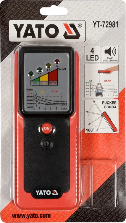 Yato Stabdžių skysčio testeris DOT3, DOT4, DOT5, LED, kokybės tikrinimas, auto stabdžių skysčio matuoklis