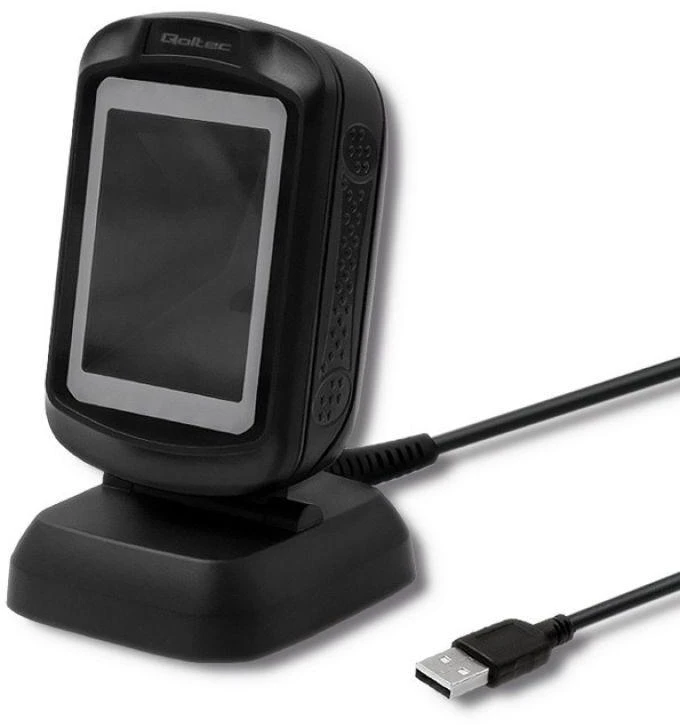 Qoltec 50864 stalinis QR ir brūkšninių kodų skaitytuvas | USB