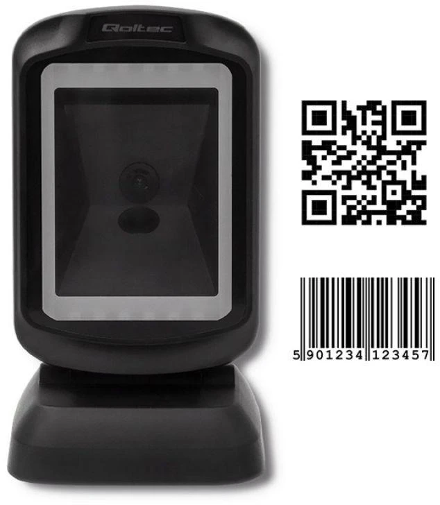 Qoltec 50864 stalinis QR ir brūkšninių kodų skaitytuvas | USB