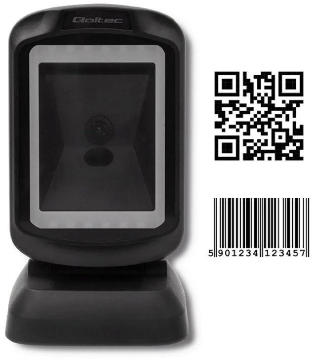 Qoltec 50864 stalinis QR ir brūkšninių kodų skaitytuvas | USB