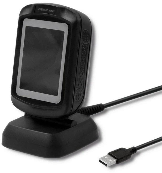 Qoltec 50864 stalinis QR ir brūkšninių kodų skaitytuvas | USB