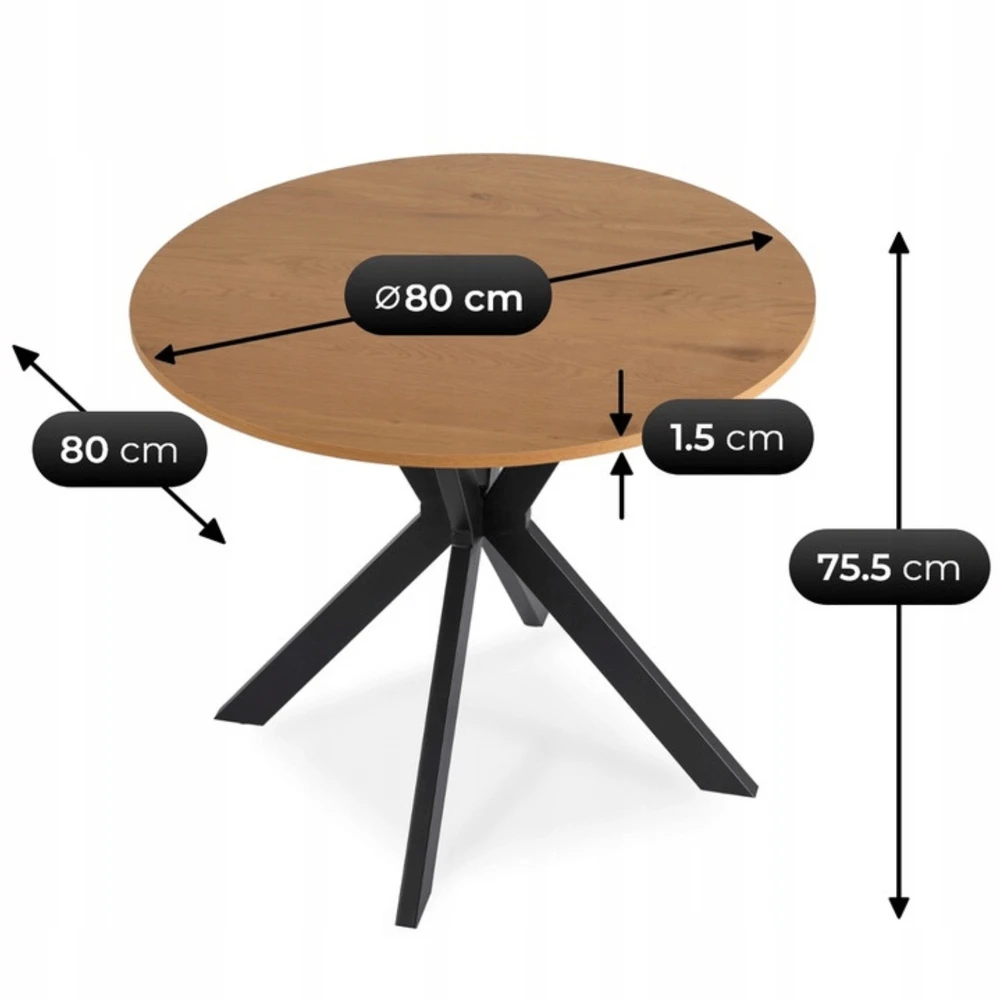 Stalas LAUREN 80 cm auksinio ąžuolo