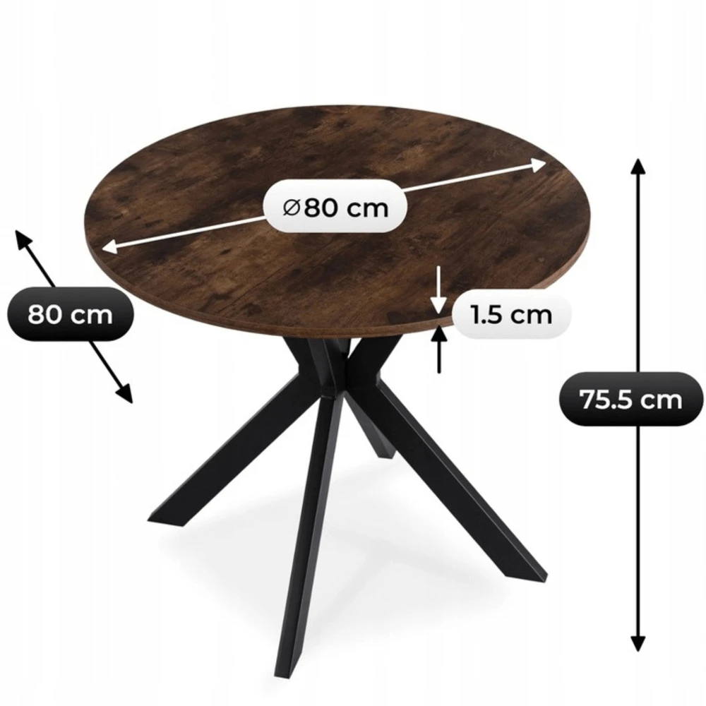 Stalas LAUREN 80 cm sendinto ąžuolo