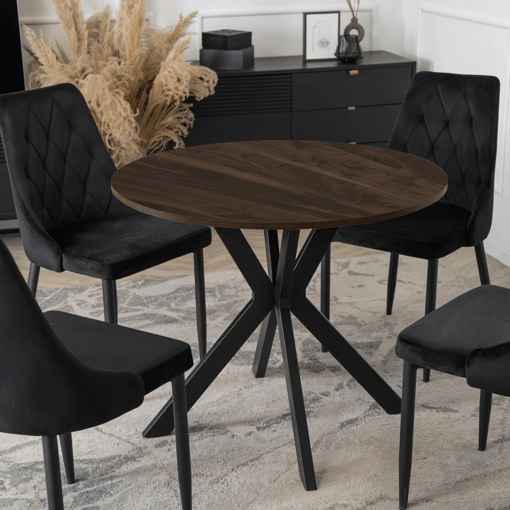 Stalas LAUREN 90 cm riešuto ir juodos spalvos