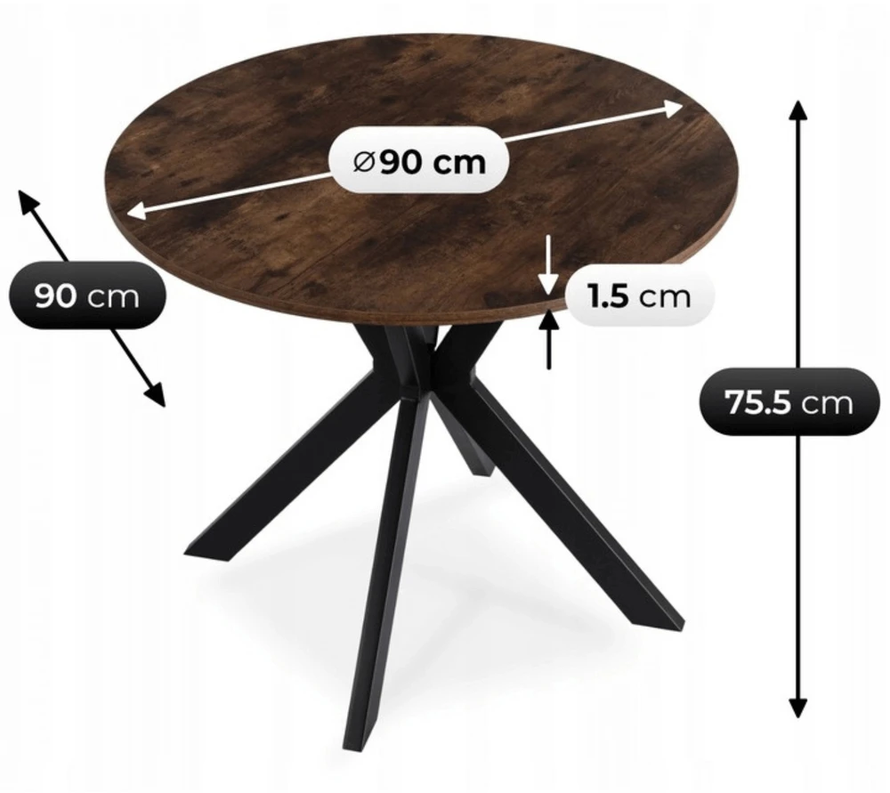 Stalas LAUREN 90 cm sendinto ąžuolo