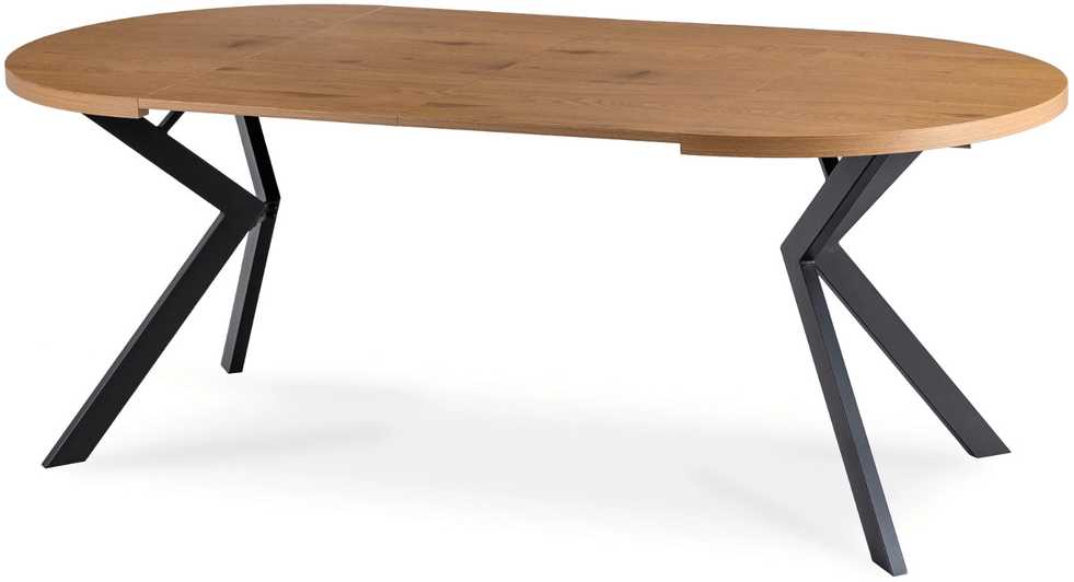 Mebel Elite Išskleidžiamas apvalus stalas, 100–250 cm, aukso ąžuolo ir juodos spalvos