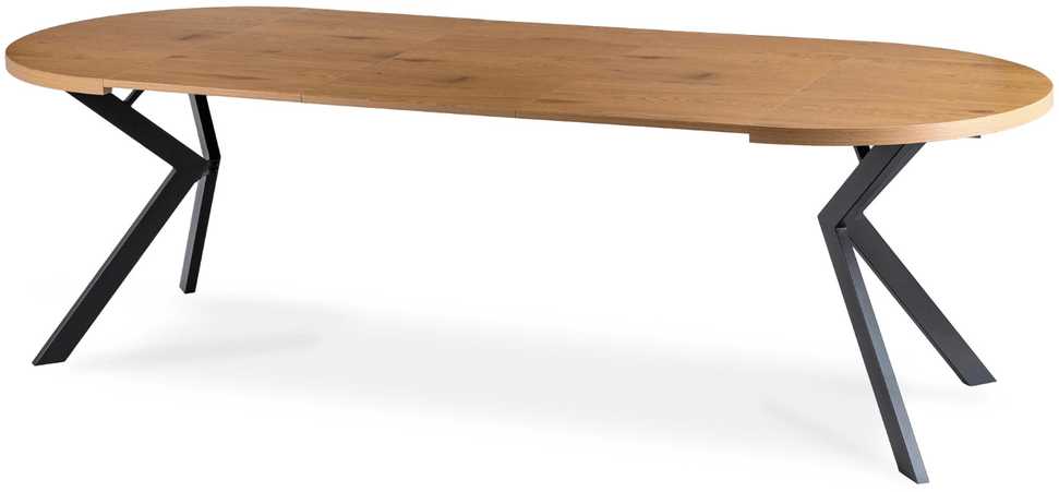 Mebel Elite Išskleidžiamas apvalus stalas, 100–250 cm, aukso ąžuolo ir juodos spalvos