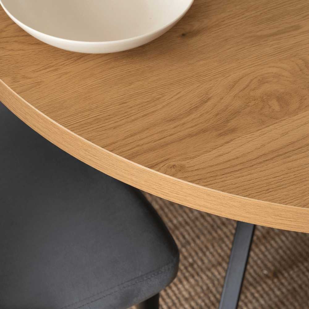 Mebel Elite Išskleidžiamas apvalus stalas, 100–250 cm, aukso ąžuolo ir juodos spalvos