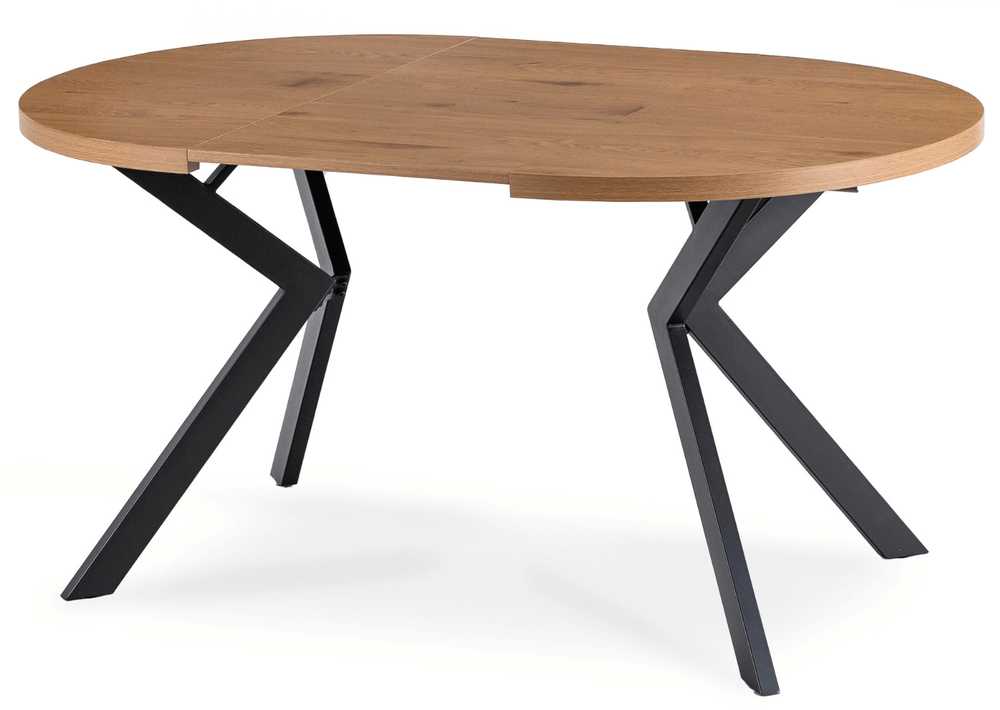 Mebel Elite Išskleidžiamas apvalus stalas, 100–250 cm, aukso ąžuolo ir juodos spalvos
