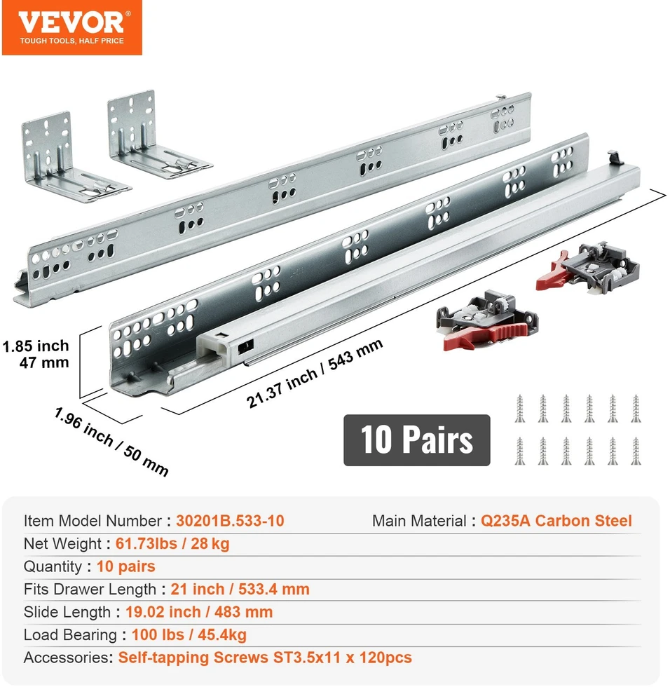 VEVOR 10 porų palečių su užraktu, 533 mm
