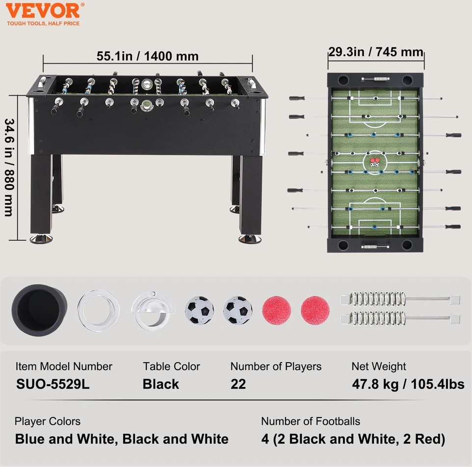 VEVOR Stalo futbolo stalas 140 cm