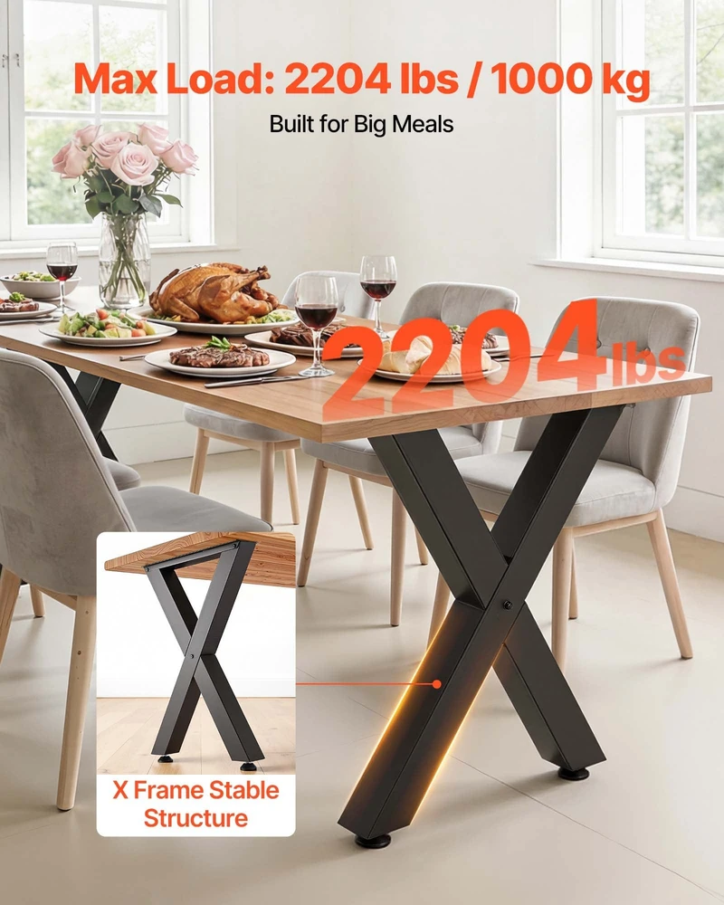 VEVOR Plieninės baldų kojos, 750 x 600 mm, juodos