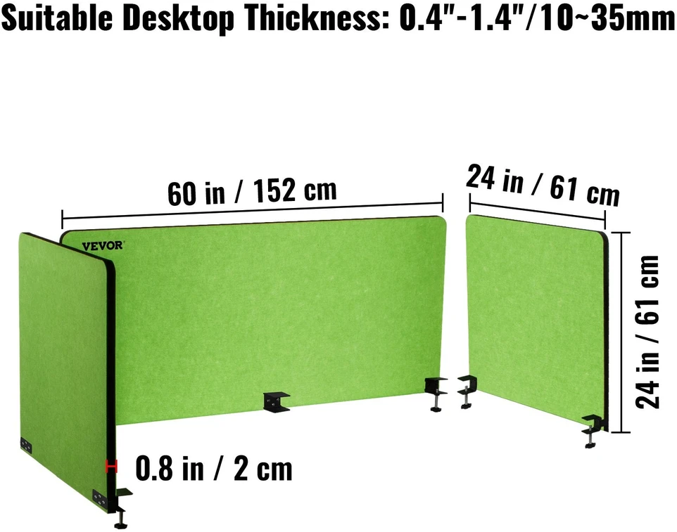 VEVOR Darbo stalo pertvara 152 cm akustinė panelė