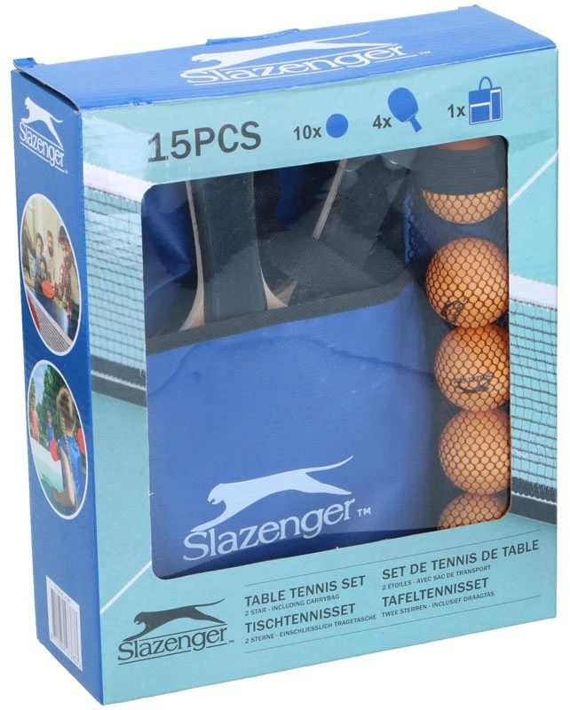 Stalo teniso rinkinys Slazenger, 4 raketės, 10 kamuoliukų