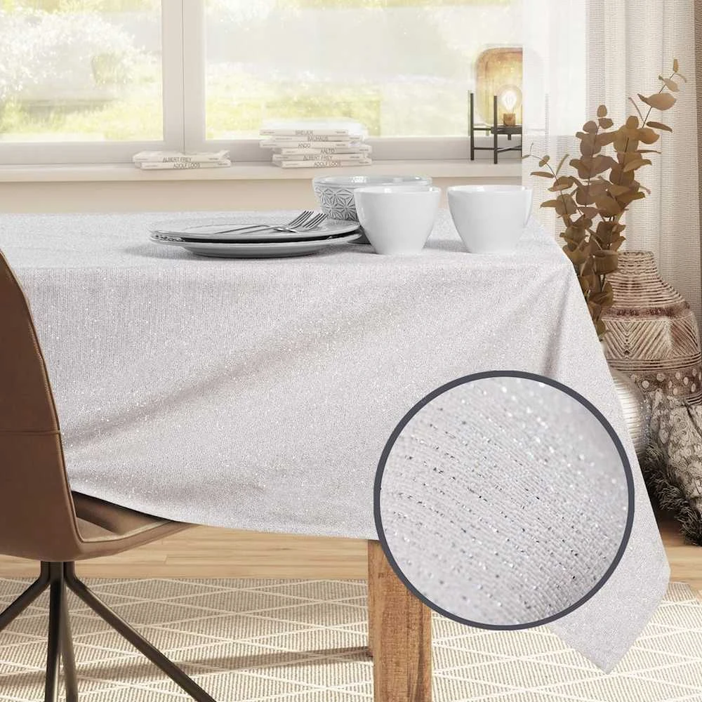 Staltiesė 115×300 + 35×300 cm kreminės spalvos DK SPARKLE