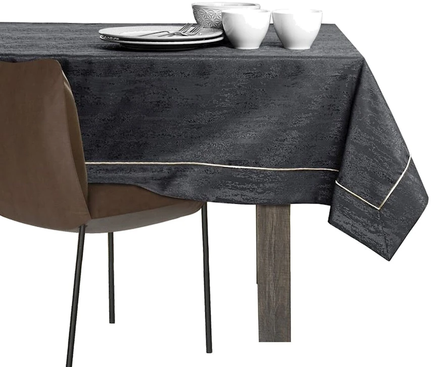 AmeliaHome Stačiakampė staltiesė su apsiūtu kraštu AH VESTA, tamsiai pilka, 140×320 cm