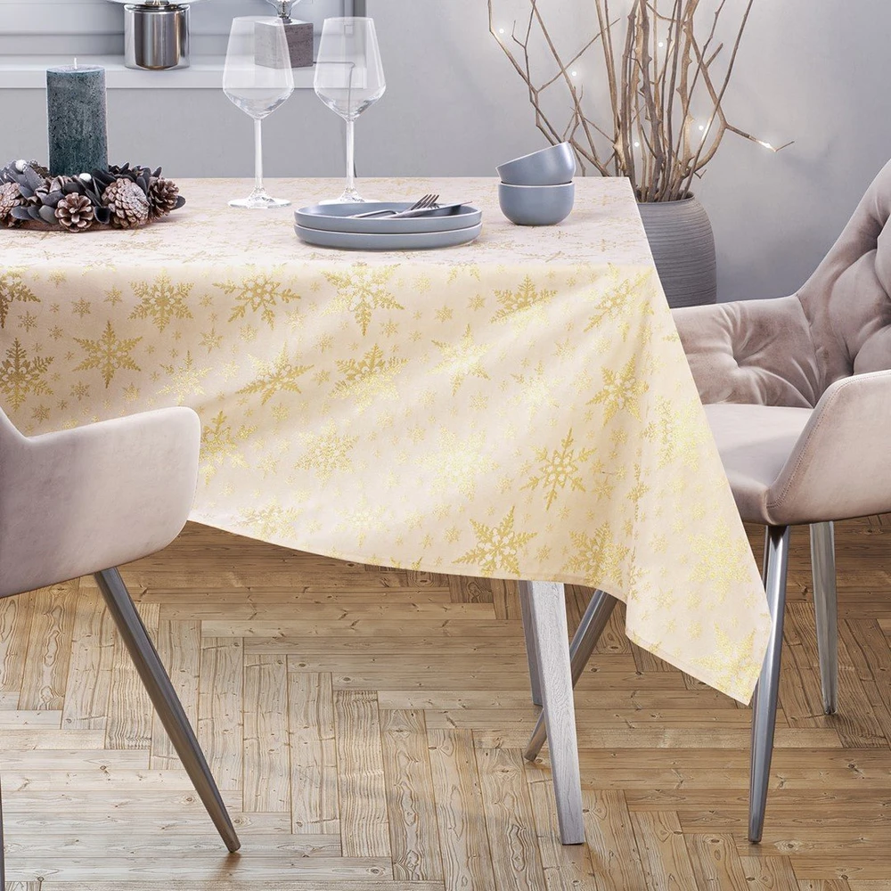 AmeliaHome Staltiesė 140×400 cm aukso spalvos AH WHITECHRISTMAS