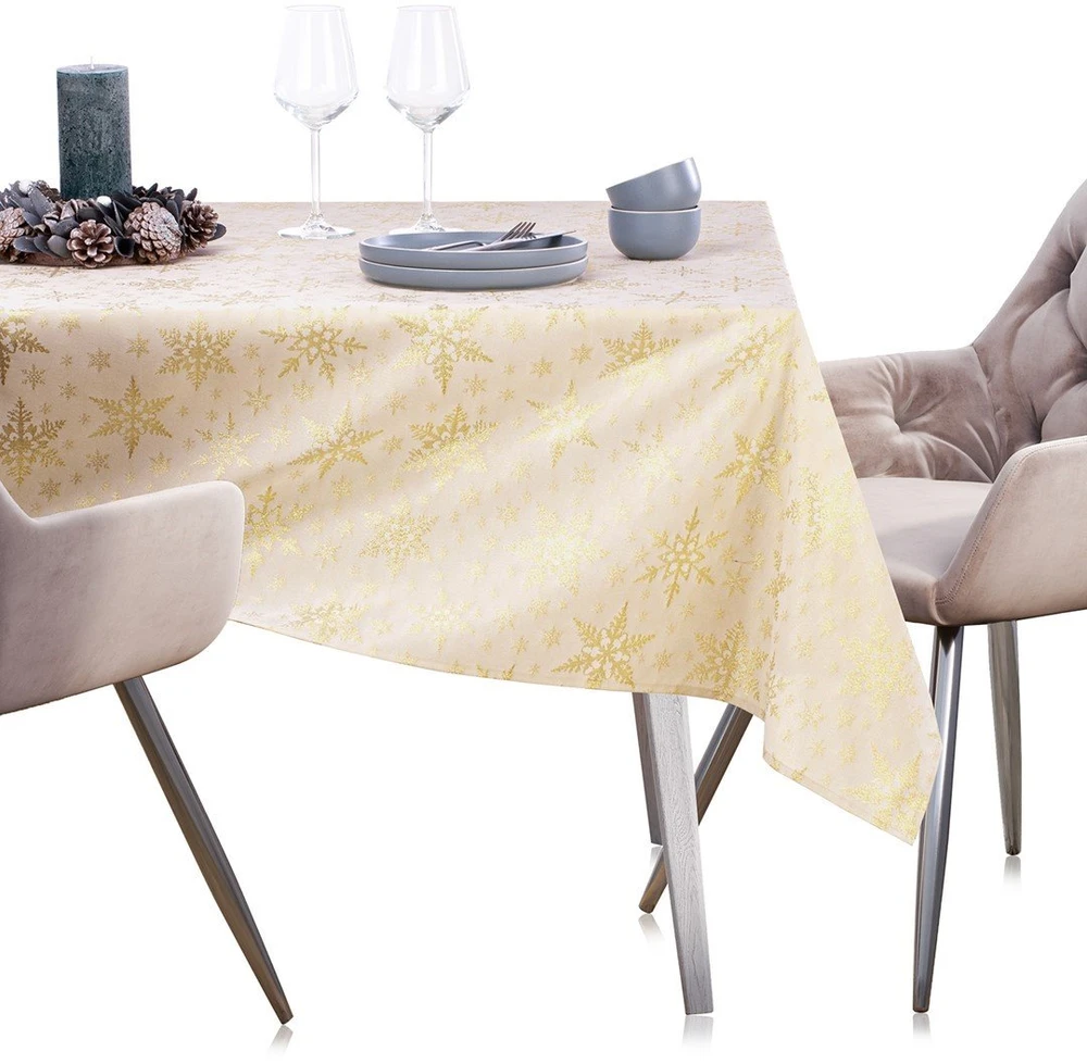 AmeliaHome Staltiesė 140×400 cm aukso spalvos AH WHITECHRISTMAS