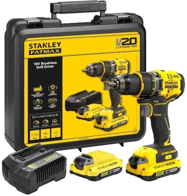 STANLEY WIERTARKO-suktuvas 18V V20 80Nm 2x2,0Ah SFMCD720D2K | Stanley