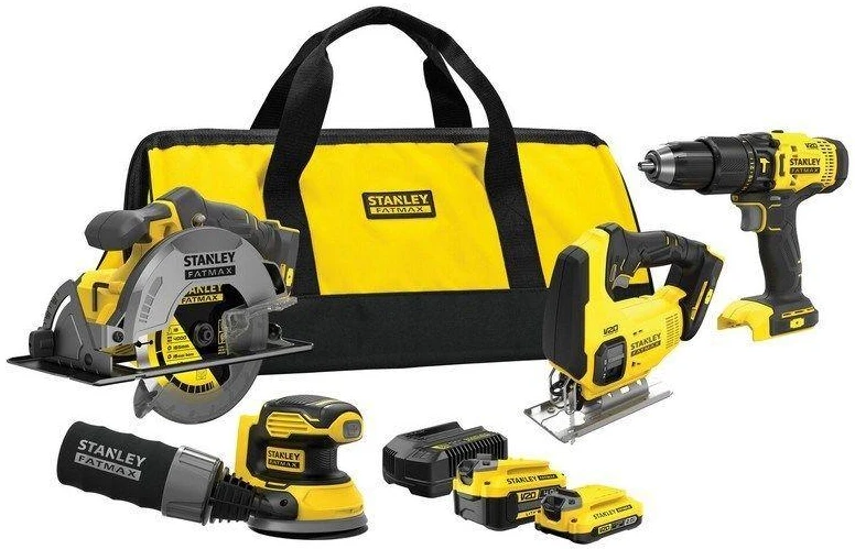 Įrankių rinkinys Stanley SFMCK412MDS-QW (SFMCD711+SFMCS500+SFMCS600+SFMCW220); 18V; 1x2,0/4,0 Ah akum.