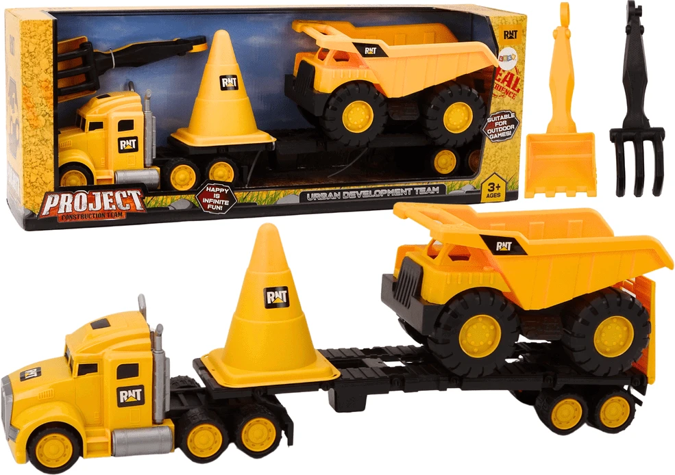 Lean Toys Vaikiškas Statybinių Mašinų Rinkinys su Savivarčiu ir Vilkiku
