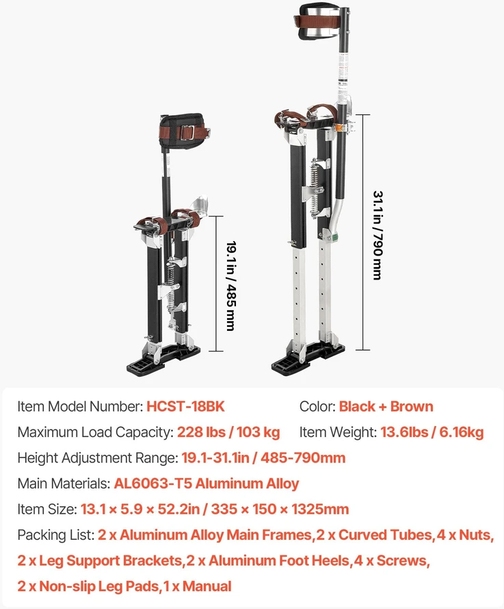 VEVOR Gipso kartono kojūklai, reguliuojami 485–790 mm