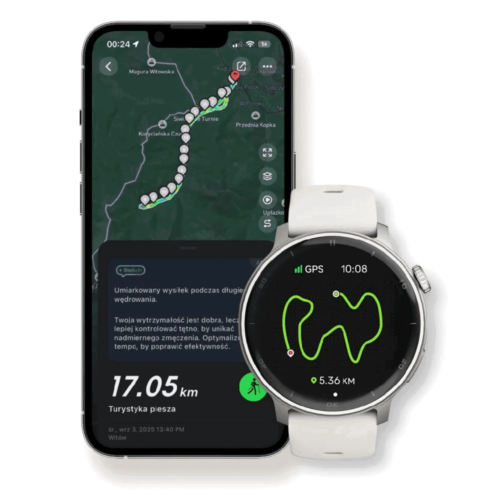 Stelio Activ GPS išmanusis laikrodis 46 mm, sidabrinis