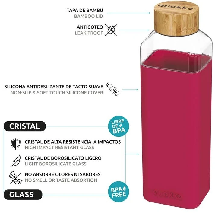 Stiklinė gertuvė Quokka Storm, 700 ml, spalva: raudona