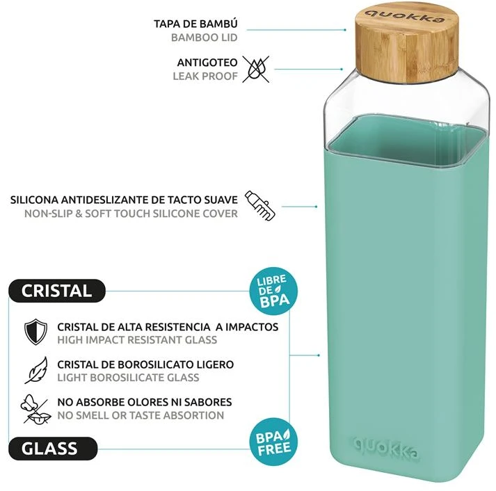 Stiklinė gertuvė Quokka Storm, 700 ml, spalva: turkio