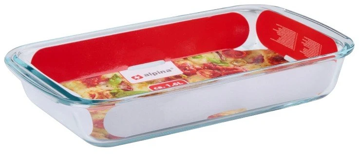Alpina - stiklinis kepimo indas karščiui, stačiakampis, 29,5 x 17,5 x 5 cm, 1,6 l
