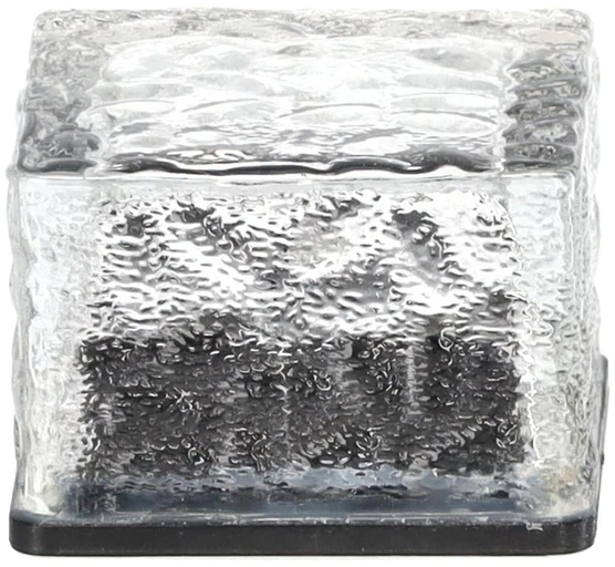 Stiklinė saulės lempa – kubas 7 × 7 × 5 cm, šaltai balta LED