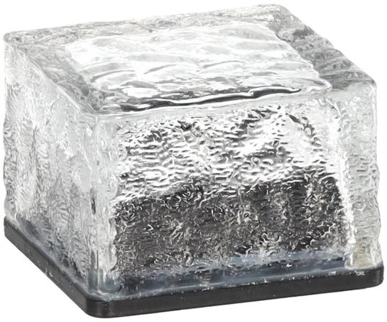 Stiklinė saulės lempa – kubas 7 × 7 × 5 cm, šaltai balta LED