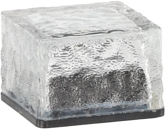 Stiklinė saulės lempa – kubas 7 × 7 × 5 cm, šaltai balta LED