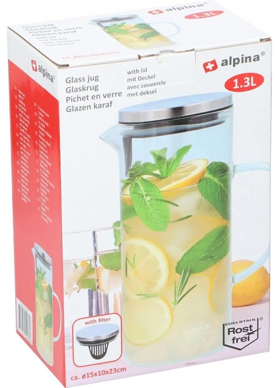 Alpina - Jug su dangteliu iš borosilikatinio stiklo 1,3l
