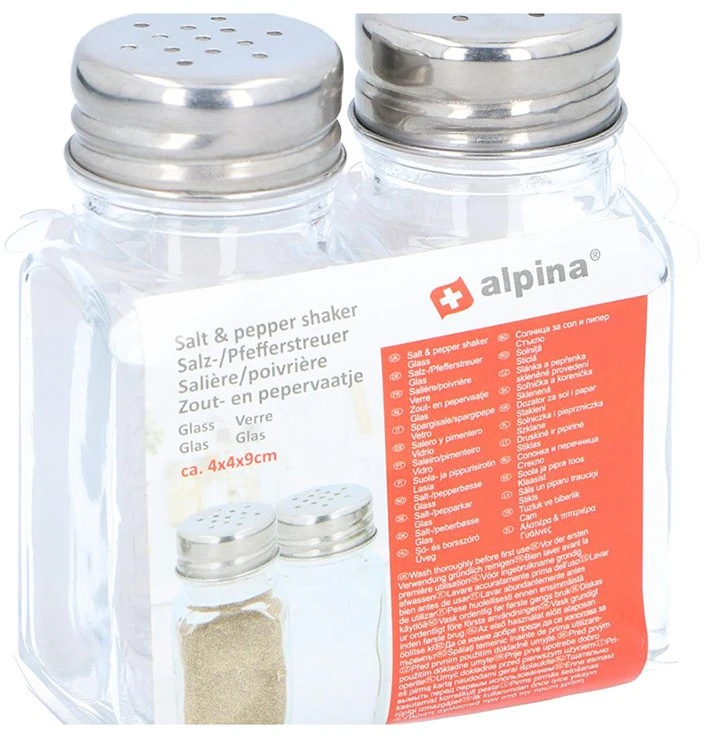 Alpina Salière et Poivrière en Verre 2 Pièces