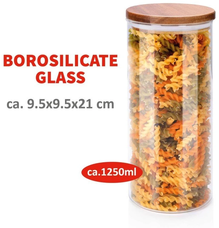 Alpina - Glass Jar/Storage Container with Lid 1250 ml 9.5 x 21 cm