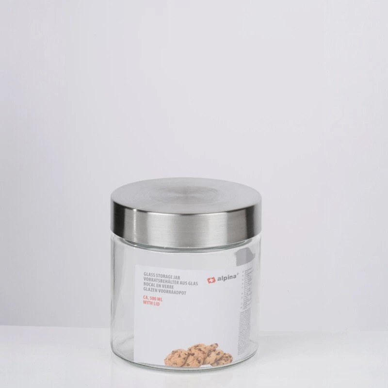 Alpina - Glass Jar / Storage Container with Screw Cap 500 ml 11 cm
