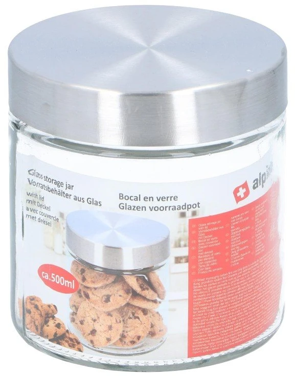 Alpina - Glass Jar / Storage Container with Screw Cap 500 ml 11 cm